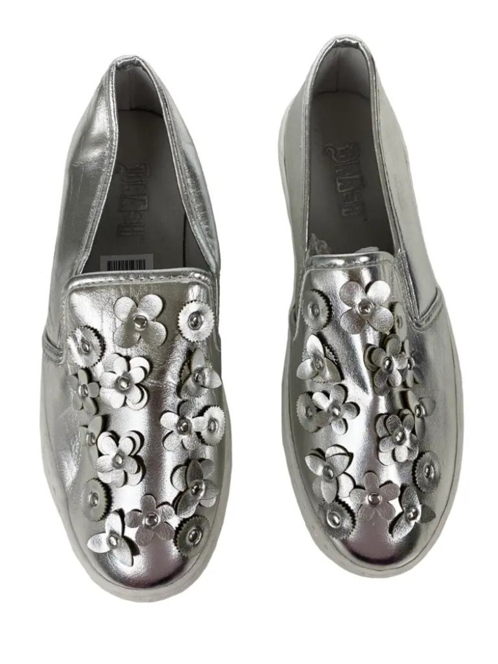 Brash Girls' Gossip White Silver Slip-On Casual Sneakers Size 3.5